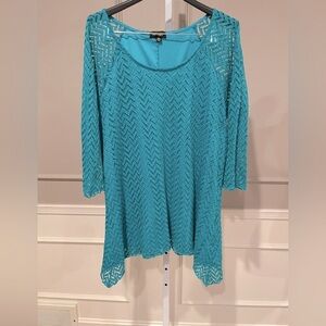 Cal Style Women's Chevron Knit 3X Tunic Top Blouse Soft Casual Resortwear Long